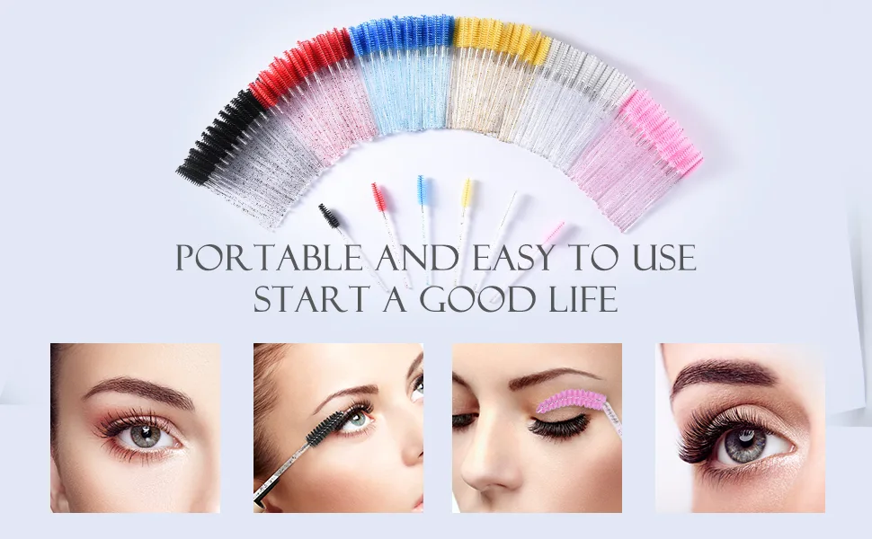 200 Colorful disposable Mascara Wands eyelash brush for eyelash extensions Eyebrow brush and lash extension supplies (Black) - 200jms01
