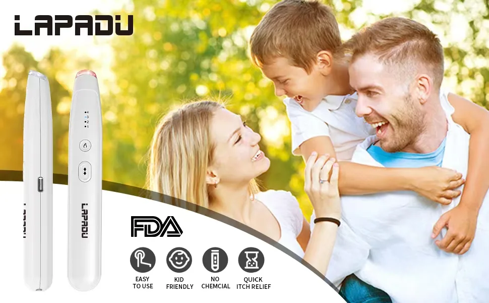 LAPADU Insect Sting and Bite Relief  Electronic Tool for Itch&Swell Relief  FDA-Cleared - Reduce Pain & Itching  Fast Treatment First-Aid After Bite Solution for Entire Family  Kid Friendly - product information 1