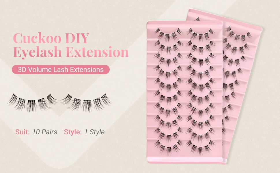 Cuckoo DIY Eyelash Extension Individual Lash 100 Clusters Volume Lashes Set  3D Effect Glue Bonded Band Individual Lashes  False Eyelashes Extension Natural Look - DIY LASH