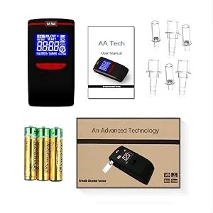 iBACheck Portable Breathalyzer with High Accuracy Semiconductor Sensor  4 Default Units can be Set  Alcohol Detector with fit 2 Different Mouthpieces - 1688