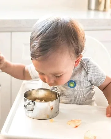 Kiddobloom Children Stainless Steel Divided Plates (2 pc) - Frog Frog Plates - Baby friendly stainless steel bowl
