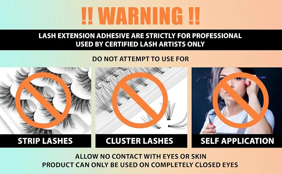 Lady Black Glue Black Eyelash Glue 5ml / 1-3 Sec Drying time/Retention 5-6 Weeks Professional Use Only Black Adhesive/Exellent Bonding Strength Lash Glue for Eyelash Extensions - h900-glue