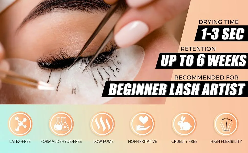 Lady Black Glue Black Eyelash Glue 5ml / 1-3 Sec Drying time/Retention 5-6 Weeks Professional Use Only Black Adhesive/Exellent Bonding Strength Lash Glue for Eyelash Extensions - lady-black-glue