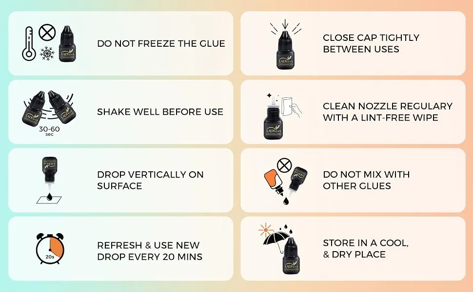 Lady Black Glue Black Eyelash Glue 5ml / 1-3 Sec Drying time/Retention 5-6 Weeks Professional Use Only Black Adhesive/Exellent Bonding Strength Lash Glue for Eyelash Extensions - lady-black-glue