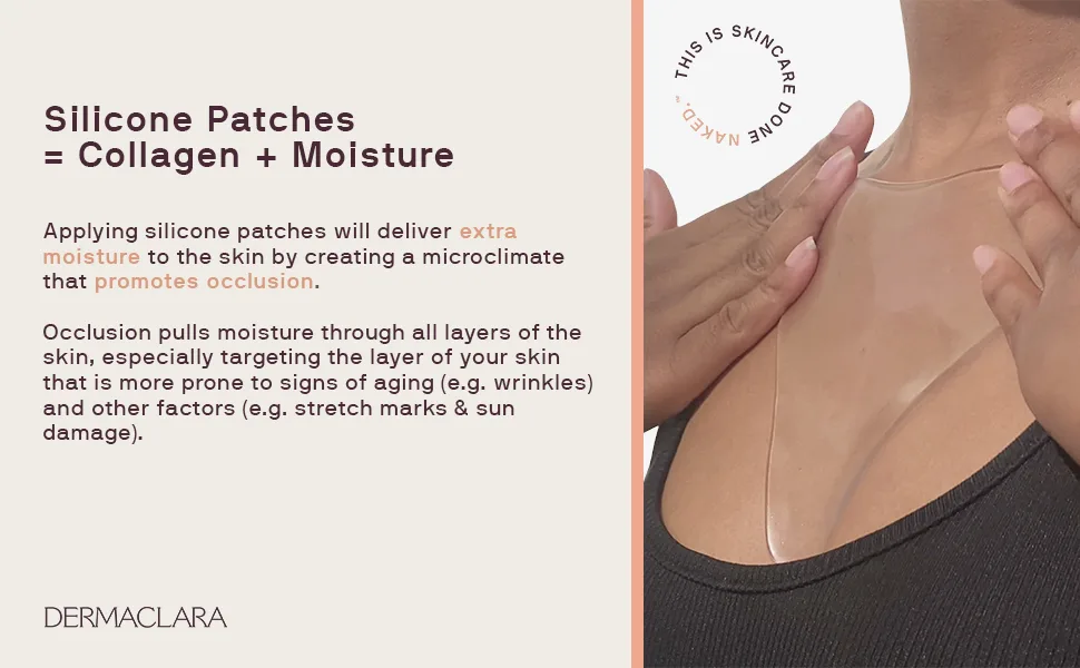 Dermaclara Silicone Booby Patch Bundle Prevent and Treat Stretch Marks - Pregnancy Safe Skin Care Patches for Scars - Tested Stretch Mark Prevention and Remedy - 5 x 5 Patches(2) + Patch Prep - Booby Wrinkle Patch