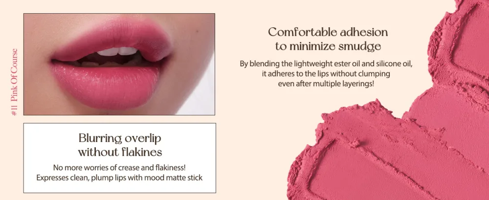 Peripera Ink Mood Matte Lipstick  Lightweight  Matte  Smooth  Hydrating  Lasting Color Payoff (09 PINK TO DANCE) - blur