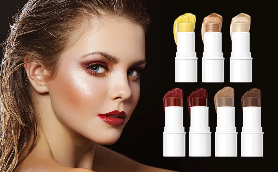 Ibcccndc Professional Facial Makeup Sticks Kit Cream Contour Stick Blushes Sticks Moisturize Highlighter Bronze Pen Lip Balm Stick Gifts (B) - Makeup Sticks Kit