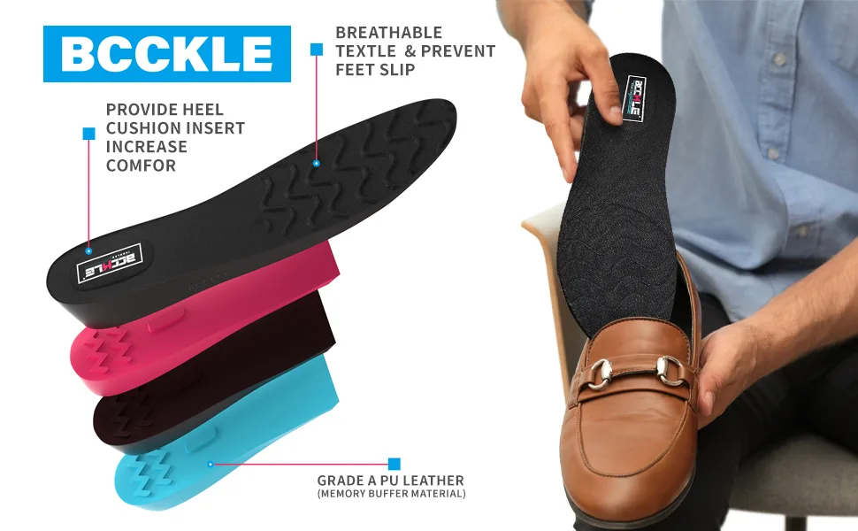 4 Layer Height Increase Insoles Premium Invisible Height Increase Inserts Adjustable Heel Lift Inserts for Leg Length Discrepancy Sports Injuries Heel Pain.(US4.5-9) - BREATHABLE DESIGN & IMPROVED COMFORT