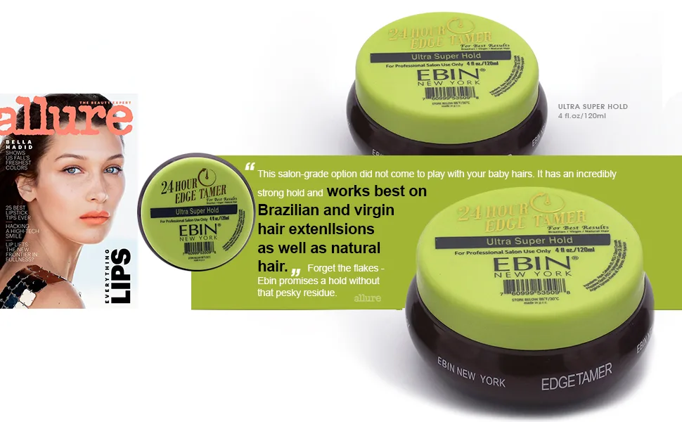 EBIN NEW YORK 24 Hour Edge Tamer Kit (2.7oz/ 80ml  Regular) No Flaking  No White Residue  Shine and Smooth texture with edge hair styling - No Flaking or White Residue, Long Lasting, Humidity-resistant