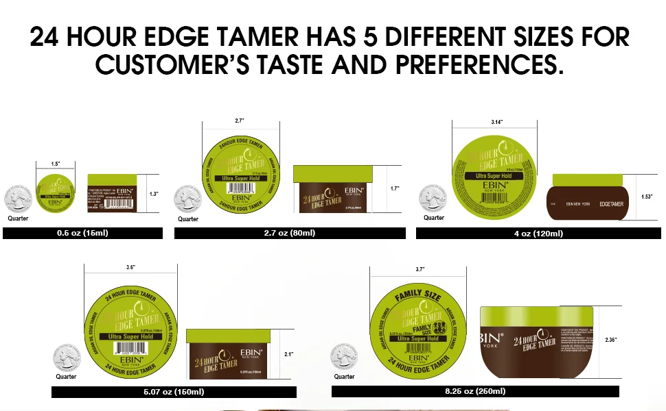 EBIN NEW YORK 24 Hour Edge Tamer Kit (2.7oz/ 80ml  Regular) No Flaking  No White Residue  Shine and Smooth texture with edge hair styling - No Flaking or White Residue, Long Lasting, Humidity-resistant