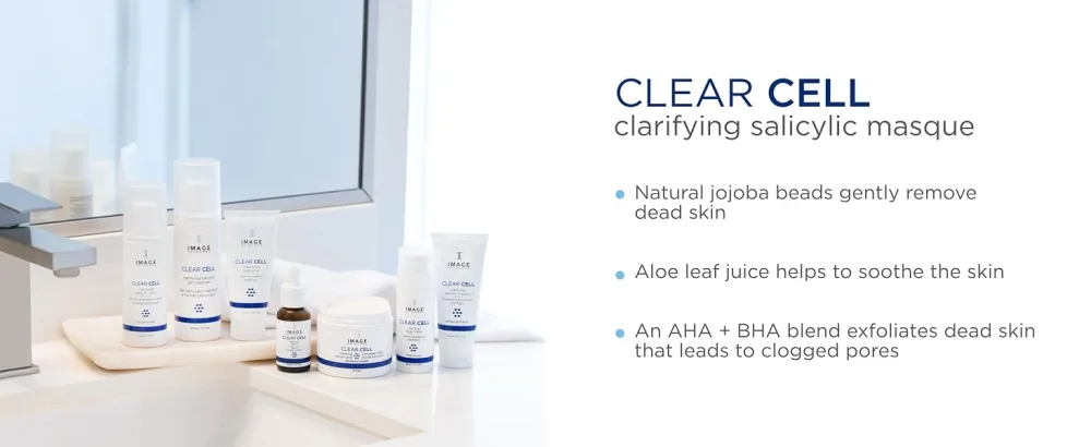 IMAGE Skincare  CLEAR CELL Clarifying Salicylic Masque  Exfoliating Kaolin Clay Facial Mask with Mattifying Effect  1.7 oz - BENEFITS