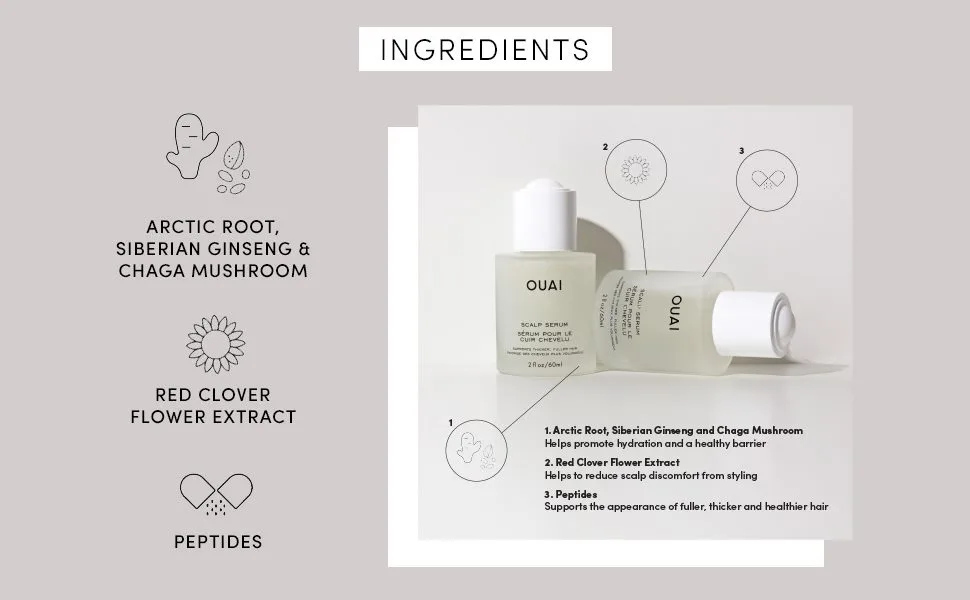 OUAI Scalp Serum with Balancing  Hydrating Formula for Thicker and Fuller Looking Hair (2 Fl Oz) - OUAI Serum Ingredients