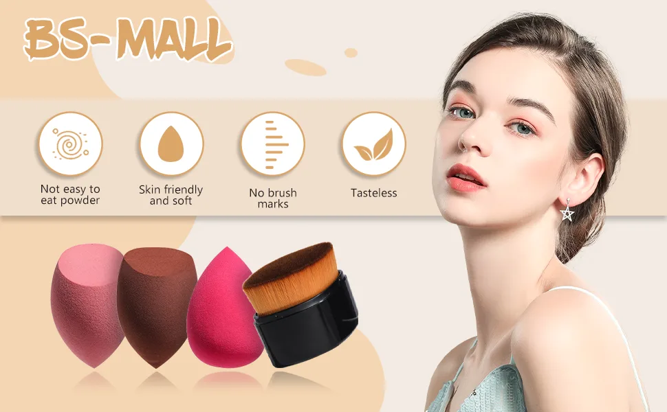 Foundation Makeup Brush Set BS-MALL Face Magic Makeup Brush Synthetic Powder Cream Cosmetics Brushes with 3 Makeup Sponge Kit - product information 25