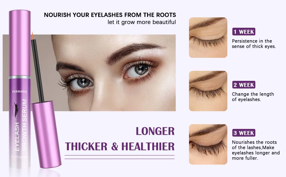 PERMANIA Advanced Eyelash Enhancer Serum  Natural Cruelty Free Lash Nutrient Solution Boosts Hydration and Conditioning Eyelashes Longer & Thicker & Healthier(3ML) - Operation diagram