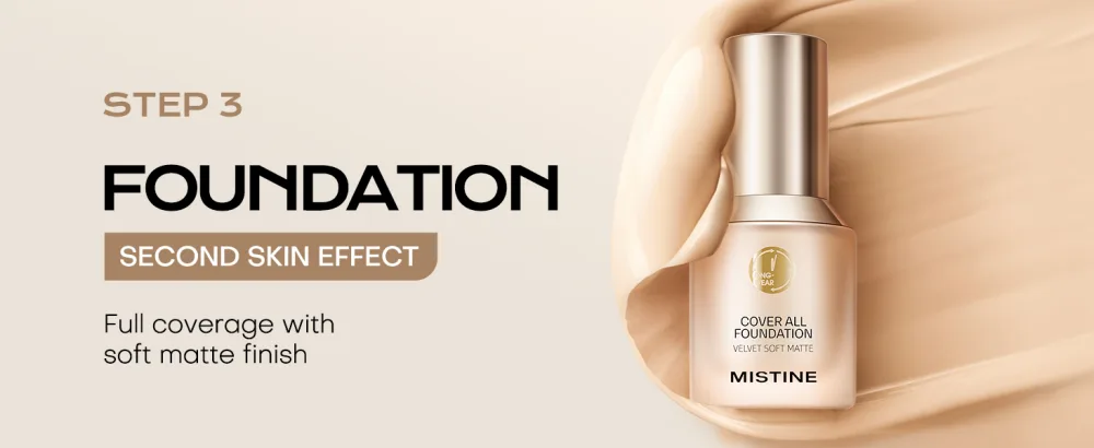 MISTINE Liquid Foundation Makeup Full Coverage Foundation for Oily Skin 24 Hour Oil Control Makeup Foundation Skin-Caring Moisturizing Formula Waterproof Foundation Matte Finish Neutral Ivory 1 Fl Oz - foundation makeup