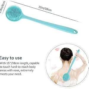 BAOOOFU Silicone Back Brush Long Handle Soft Body Brush for Shower Exfoliating Body Scrubber  Back Scrubber for Elderly Men Women  Hook Provided (Blue) Blue--Brush - long handle brush