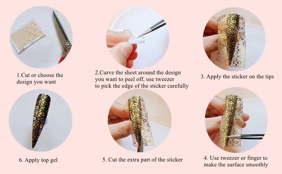 NAIL ANGEL 26Sheets Nail Art Adhesive Sticker Sheets Different Gold Color Luxury Shapes Sticker Nail Art Deco 10300 - 10300