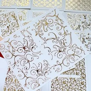 NAIL ANGEL 26Sheets Nail Art Adhesive Sticker Sheets Different Gold Color Luxury Shapes Sticker Nail Art Deco 10300 - 10300