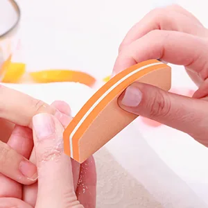 Lermende Mini Nail Files and Buffers 100/180 Grit Nail File Double Sides Nail Polish Buffer Block 20 PCS Half Moon Nail Buffer Block for Acrylic Nails (Orange) - mini nail buffer