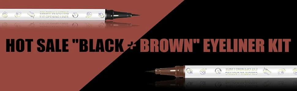 DekRion Black Eyeliner & Brown Eyeliner Set  Waterproof Liquid Eyeliner Quick Drying Long-lasting Eye Liners for Women Makeup Tool Easy To Use Eyeliner Liquid Set - brown1