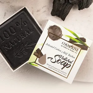 cosmolive Natural Vegan Based Handmade Soap Bars - Most Searched 6 Soap Bar Gift Set for Face and Body (4.2 Oz  6 Bars) - Charcoal