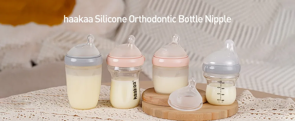 haakaa Silicone Orthodontic Bottle Nipple  Bottle Nipple with Anti-Colic Teat Variable Flow  6M+  2pcs Orthodontic Nipple L Size 6m+ - Bottle nipple