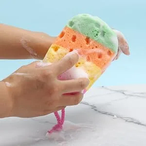 3 Pieces Exfoliating Bath Sponge Body Sponges Shower Loofah Soft Bathing Pouf Foam Lufa Body Scrubber - product information 2