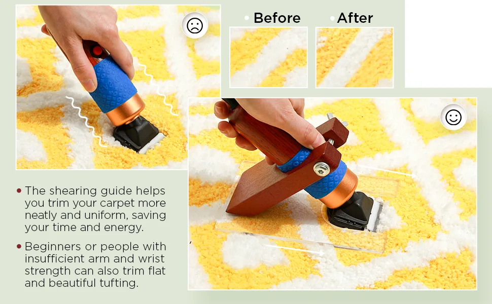 Shearing Guide for Carpet Trimmer to Keep Your Rug Surface Uniform Solid Wood Acrylic Shearing Guide for Rug Tufting Suitable for Carpet Trimmer Only  Excluding Carpet Trimmer (Brown) - product information 2