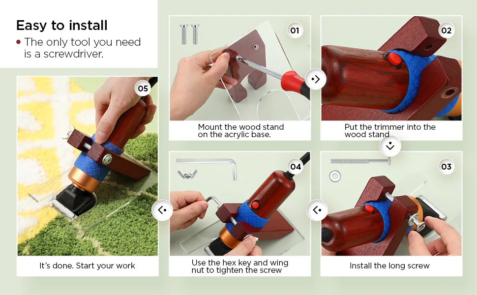 Shearing Guide for Carpet Trimmer to Keep Your Rug Surface Uniform Solid Wood Acrylic Shearing Guide for Rug Tufting Suitable for Carpet Trimmer Only  Excluding Carpet Trimmer (Brown) - product information 4