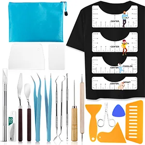 33pcs Vinyl Weeding Tools with T-Shirt Ruler Guide  Craft Tools Set for DIY Heat Transfer Printing  Weeding Vinyl Silhouettes Scrapbooking Lettering  Cutting  Splicing. - 33pcs Vinyl Weeding Tools