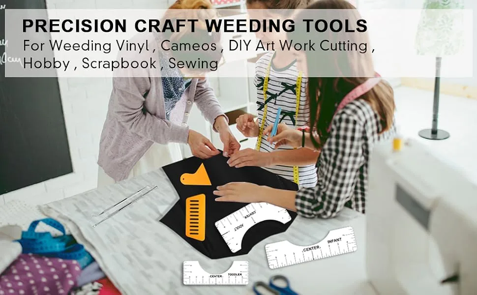 33pcs Vinyl Weeding Tools with T-Shirt Ruler Guide  Craft Tools Set for DIY Heat Transfer Printing  Weeding Vinyl Silhouettes Scrapbooking Lettering  Cutting  Splicing. - 33pcs Vinyl Weeding Tools