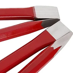 RHBLME 4PCS Masonry Chisel with Hand Protection  12 Inch Heavy Duty Chisel Set - 2 PCS Flat Head Chisel & 2 PCS Pointed Head Chisel - Used for Concrete Stone Demolishing Carving Splitting Breaking - Pointed Head Chisel