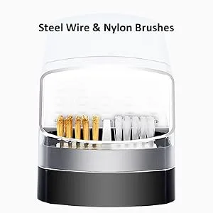 2 in 1 Nail Drill Bits Holder & Nail Drill Bits Cleanser  30 Holes Dustproof Drill Bits Stand Displayer Organizer Container Manicure Tools - Black(Not Include the Nail Drills) - brushes