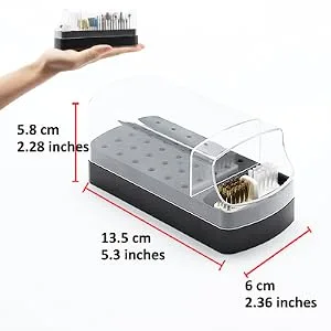 2 in 1 Nail Drill Bits Holder & Nail Drill Bits Cleanser  30 Holes Dustproof Drill Bits Stand Displayer Organizer Container Manicure Tools - Black(Not Include the Nail Drills) - size