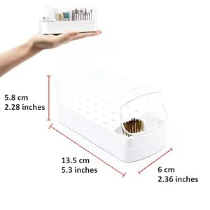 2 in 1 Nail Drill Bits Holder with Steel Wire & Nylon Brushes  30 Holes Nail Drill Bits Organizer Manicure Tools - (Not Include the Nail Drills) - nail drill bits holder size