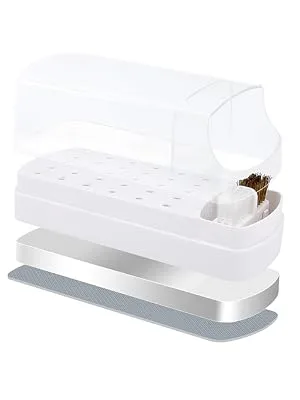 2 in 1 Nail Drill Bits Holder with Steel Wire & Nylon Brushes  30 Holes Nail Drill Bits Organizer Manicure Tools - (Not Include the Nail Drills) - Structure Diagram