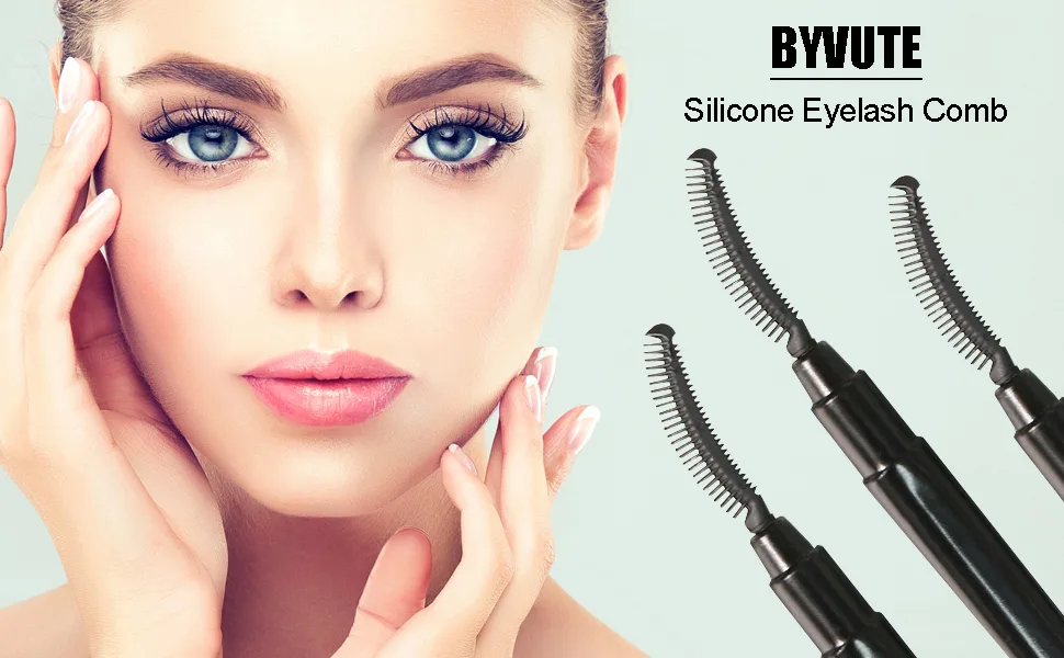 Eyelash Comb  Lashes Brush Separator Mascara Brush Eyelashes Definer Lash Separating Cosmetic Tool Silicone Comb  With Dust Cover  3 Pcs  Black (3 Black) - Silicone Eyelash Comb