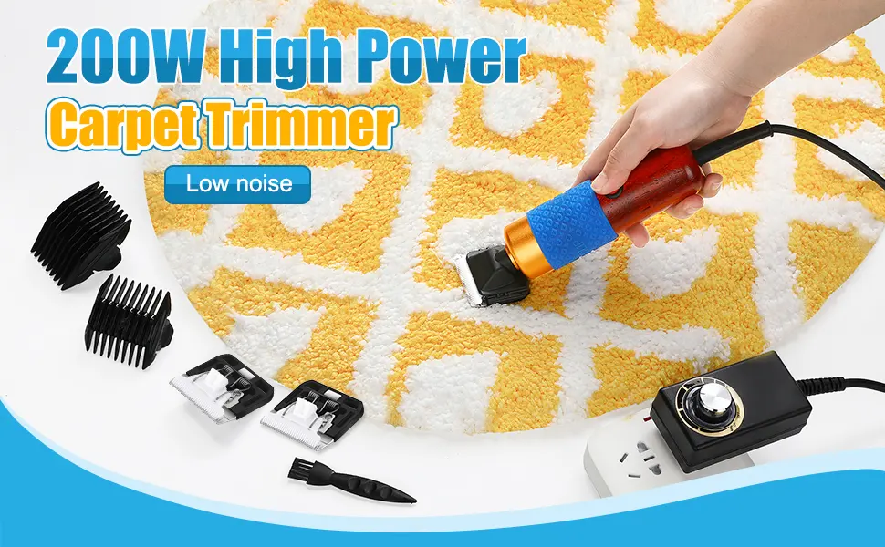 200W Carpet Trimmer Tufting Clipper Speed Adjustable Carpet Carving Clippers Low Noise Rug Trimmer Electric Tufting Shears with Replacement Head Rug Making Tool for Tufting Carpet Rug Clean and Tufted - product information 2