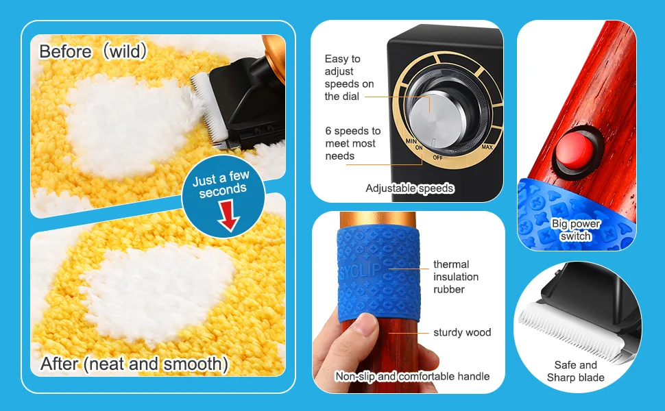 200W Carpet Trimmer Tufting Clipper Speed Adjustable Carpet Carving Clippers Low Noise Rug Trimmer Electric Tufting Shears with Replacement Head Rug Making Tool for Tufting Carpet Rug Clean and Tufted - product information 3