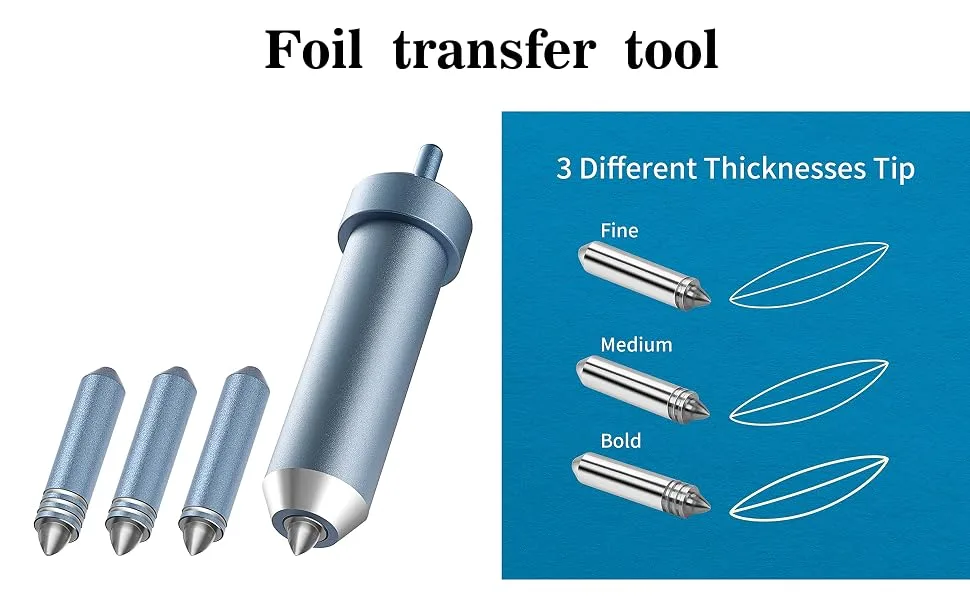 Foil Transfer Tool  Artarron 3-in-1 Foil Transfer Kit with Housing Replacement for Maker 3/Maker/Explore 3/Air 2/Air  Including Fine  Medium and Bold Blades  Light Blue - foil transfer sheets