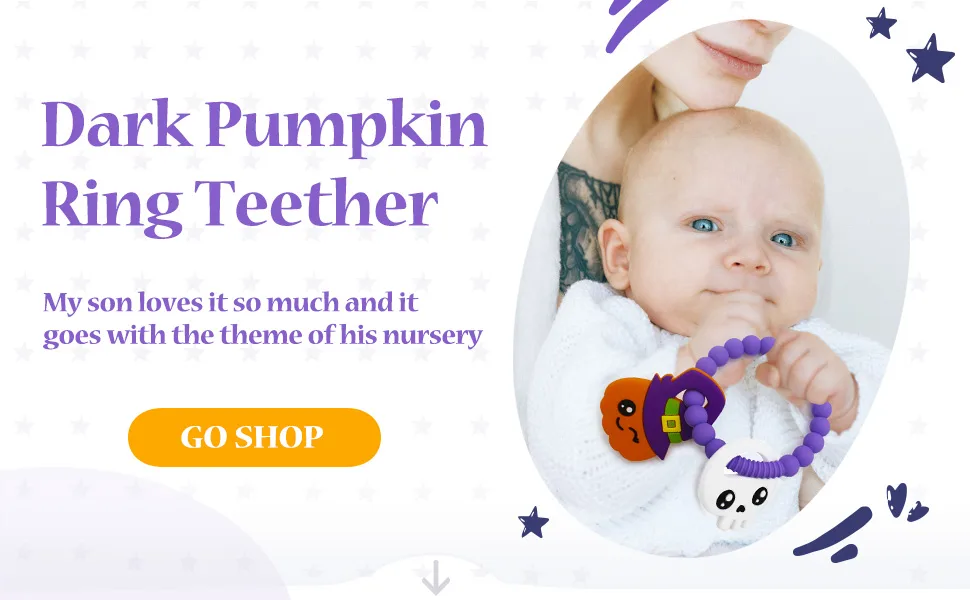 Big Spinach Pumpkin Teether Cute Ghouls Ring Teether and Blind Box Silicone Baby Teether Girl or Boy Halloween Teether Nightmare Before Christmas Gifts (2PC)   - halloween pumpkin nightmare before christmas gifts nightmare before christmas decor