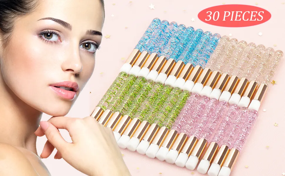 MyAoKuE-UP Crystal Lash Shampoo Brushes- Eyelash Cleaning Brush Soft Makeup Brushes for Eyelash Extensions Cleansing Nose Pore Deep Cleaning Brush Purple 30pcs - product information 6