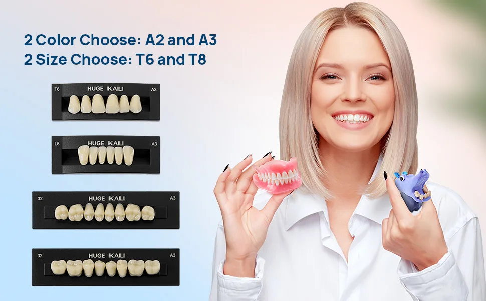 Dental Acrylic Resin Denture False Teeth A3  T6 Synthetic Polymer Resin Fake Teeth for Replacement  Halloween  DIY (28 Pcs/Set) T6  1 Set A3 - new banner