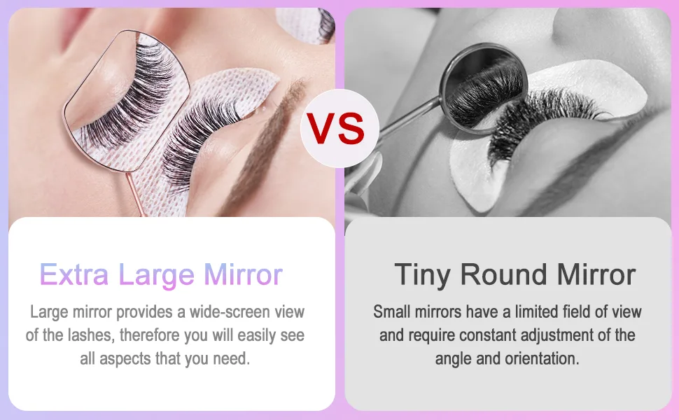 Large Lash Mirror for Eyelash Extensions  TEOYALL Detachable Stainless Steel Lash Extension Mirror Eyelash Extension Supplies (Pink) - eyelash extension supplies