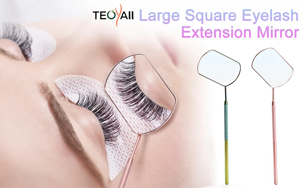 Large Lash Mirror for Eyelash Extensions  TEOYALL Detachable Stainless Steel Lash Extension Mirror Eyelash Extension Supplies (Pink) - large eyelash extension mirror