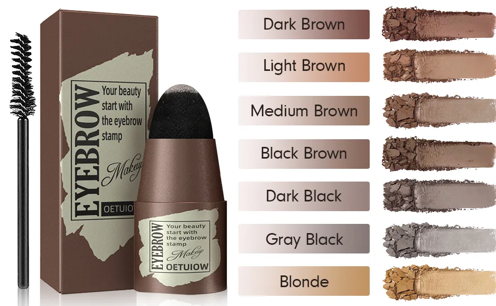 Eyebrow Stamp Stencil Kit - 1 Step Eye Brow Makeup Brow Stamp Shaping Kit with 24 Reusable Eyebrow Stencils  Long-Lasting Waterproof Trio Kit for Perfect Natural Brow (Dark Brown) - product information 14