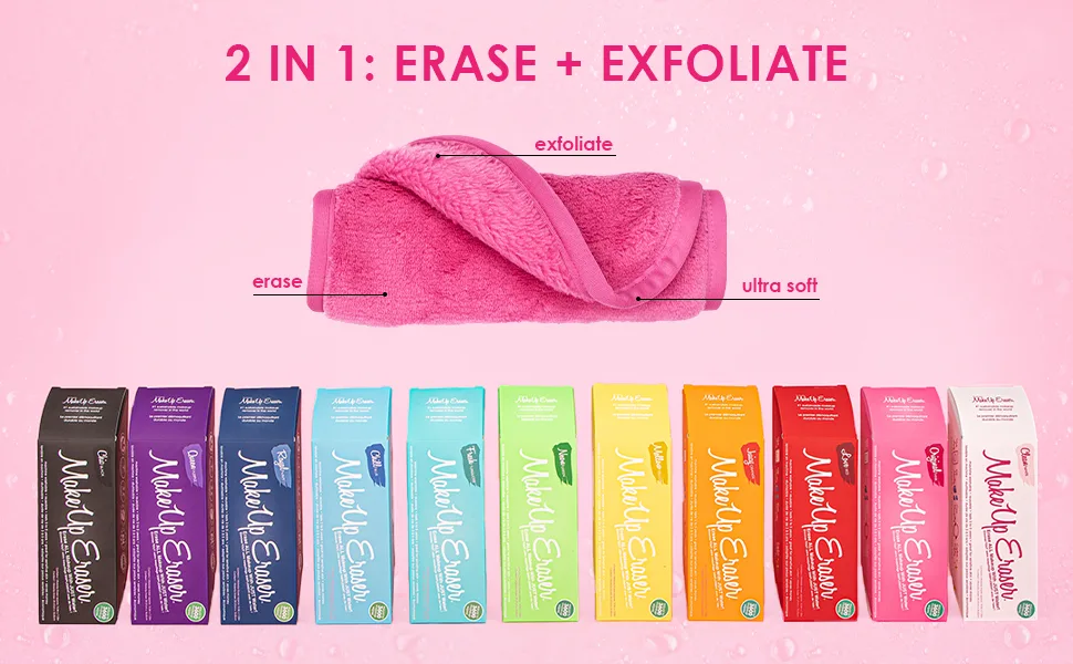 MakeUp Eraser Mini  Erase All Makeup With Just Water  Including Waterproof Mascara  Eyeliner  Foundation  Lipstick and More (Original Pink) - makeup eraser reusable makeup remover cloth wipe