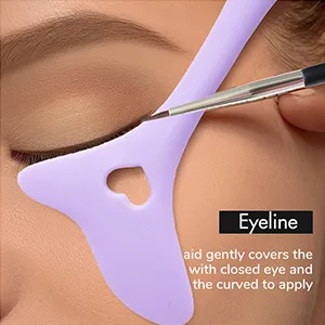 DogieLyn Reusable Eyeliner Stencils Silicone Winged Tip Eyebrow Pencil Smoky Eyeshadow Applicators Plate Cat Shape Guide Template Multifunctional Lazy Quick Makeup Tool Pink - product information 3