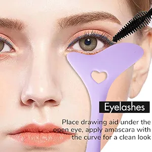 DogieLyn Reusable Eyeliner Stencils Silicone Winged Tip Eyebrow Pencil Smoky Eyeshadow Applicators Plate Cat Shape Guide Template Multifunctional Lazy Quick Makeup Tool Pink - product information 4