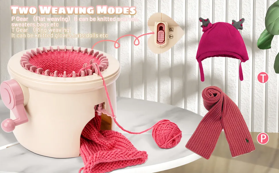 Knitting Machines  Knitting Machine 32 Needles Smart Weaving Loom Knitting Round Loom  DIY Hand Knitting Circle Machine Knitting Rotating Double Knitting Machine Kit for Adults/Child - Knitting machine two modes